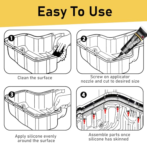 Black RTV Silicone Sealant, Silicone Gasket Maker, High Temp Up to 600F, Sensor Safe, Oil Resistance Flexible for Automotive, Engine, Gearboxes, 3 oz - Image 5