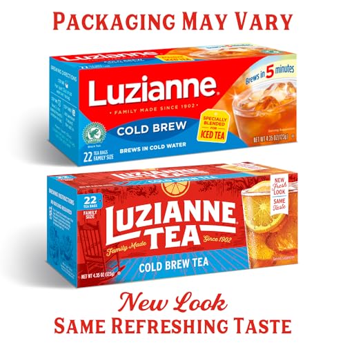 Luzianne Cold Brew Black Tea Bags, 22 Count, Clear & Refreshing Southern Iced Tea