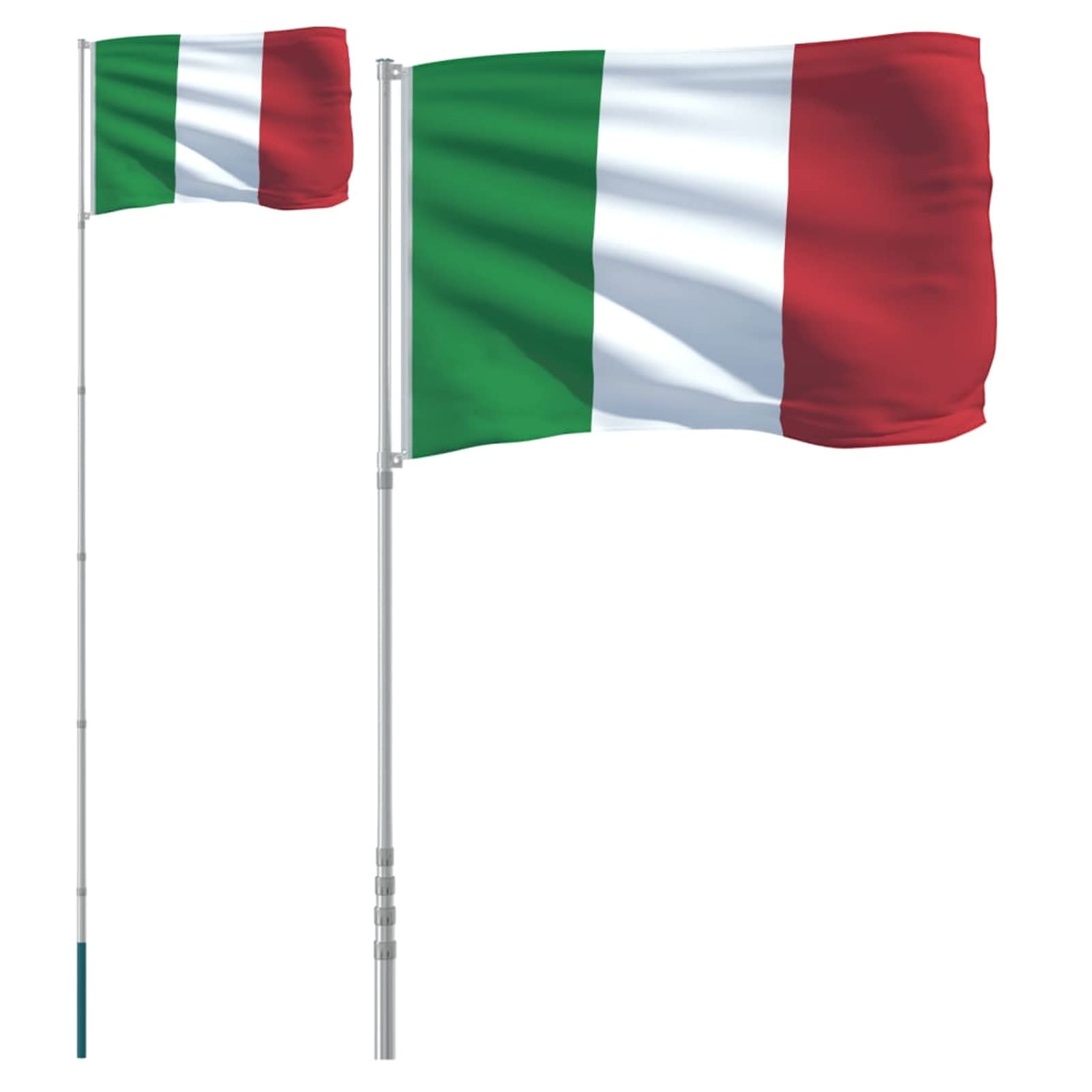 Mástil y bandera de Italia aluminio 5,55 m, CIADAZ Mastil Bandera Exterior, Asta De Bandera