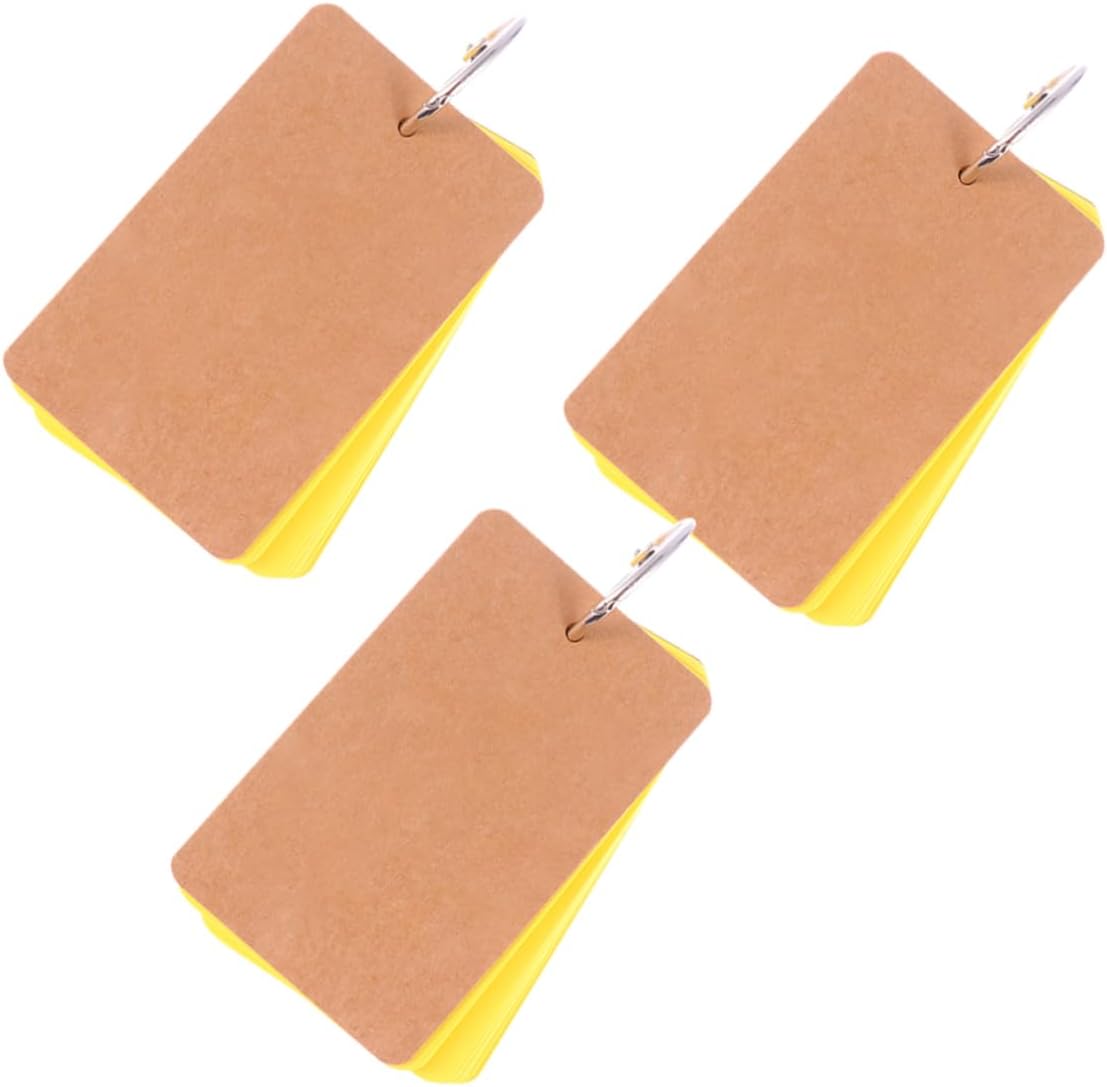 Lurrose 3pcs Mini Note Book Memo Scratch Pads Mini Binder Clips Mini Binders Blank Notepad Binder Notes Pads Mini Notepad Cards Card Binder Cards Memo Pad Yellow