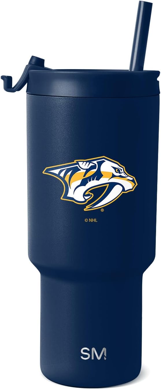 Simple Modern Officially Licensed NHL Nashville Predators 30 oz Tumbler with Flip Lid and Straws | Hockey Insulated Cup Stainless Steel | Gifts for Men Women | Trek Collection | Nashville Predators