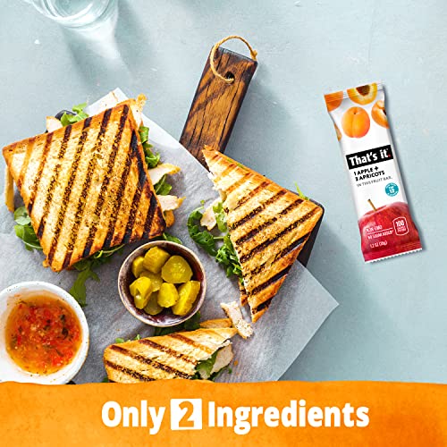 That's It Apple + Apricot 100% Natural Real Fruit Bar, Best High Fiber Vegan, Gluten Free Healthy Snack, Paleo For Children & Adults, Non Gmo No Added Sugar, No Preservatives Energy Food (12 Pack) #TOP4