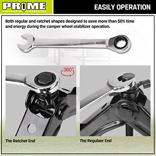 Pr1Me Rv Camper Chocks Wheel X Stabilizer For Travel Trailers, Wheel Chock Scissor 2 Sets Tire Locking Chocks, Rv Tire Movement Preventer With Non-Slip Grip Holes, With Wrench, Fits 3.5" To 12" #TOP4