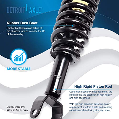 Image of Detroit Axle - 2WD Front End Kit for 05-09 Dodge Dakota Mitsubishi Raider, Upper Control Arms w /Ball Joint Tie Rods Front and Rear Shock Absorbers 2005 2006 2007 2008 2009 Replacement - 8pc Set