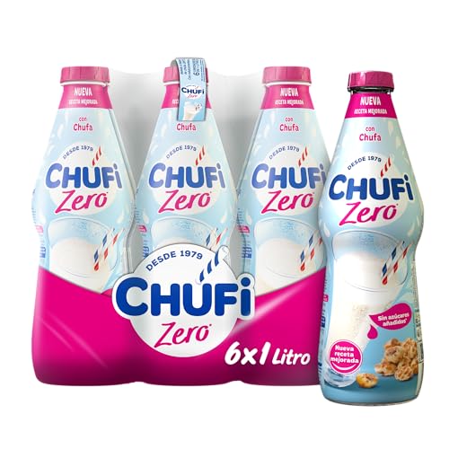 Chufi - Horchata Zero, Sin Azúcares Añadidos, 100% Vegetal, Sin Lactosa, Sin Gluten, Sin Alérgenos - Pack 6x1L