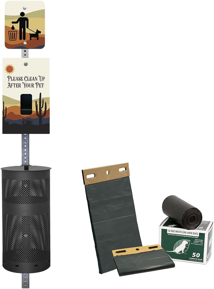 DISPENSE-ART™ collection "Desert Landscape" - Custom UV printed design on rust-proof aluminum dog waste station with 400 MittN dog waste bags & 25 can liners - Over 500k stations sold in USA