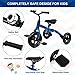 XPIY Tricycle for Toddlers Age 2-5 Years Old, 3 in 1 Folding Toddler Bike for Boys and Girls, Kids' Bike Trike with Detachable Pedal and Adjustable Seat (Blue)