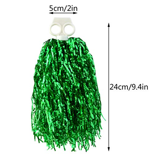 Cheerleading Pom Poms, Marrywindix 14 Pack Cheerleader Pompoms Metallic Foil and Plastic Ring Pompoms Cheerleader for Sports Team Spirit Cheering, Party and Dance - Thumbnail 3