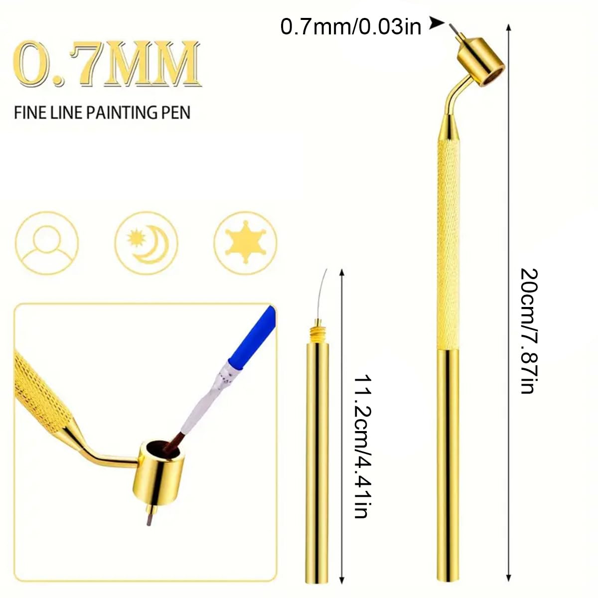 Pluma de Pintura de Línea Fina Inclinada,Pluma Fina para Pintura de Línea,Herramienta de Dibujo Portátil para Arañazos,Bolígrafo de Hilo Líquido 1 Pieza 0.7mm Tokaneit