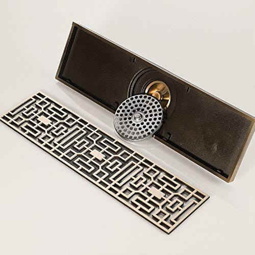 Siphon de sol en laiton antique 30 cm avec couvercle sculpté luxe