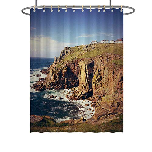 CUDEVS Lands End in Cornwall,Shower Curtain England with Hooks 36''W x 72''H