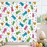 Moutina Peeps Bunny Easter Shower Curtain for Bathroom, Kids Easter Decor Bathroom Curtain Set - 72x72 Inch Waterproof Polyester Fabric with Hooks