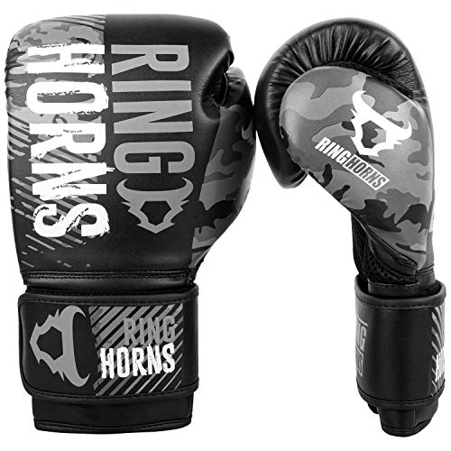 Ringhorns Charger Camo Guantes de Boxeo, Unisex-Adult, Negro/Gris, 16 Oz