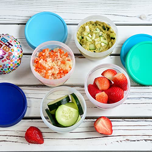 Youngever 18 Pack 1 Cup Small Food Containers With Lids, 8 Ounce Food Storage Containers, Condiment, And Sauce Containers With Lids Labels (Coastal Colors) #TOP3