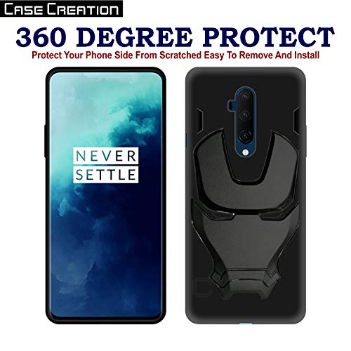 Image of COVERLY Official 3D Touch Feel Trending Avengers Logo Mask Soft Rugged Grip Silicone Iron Man Super Power Cartoon Movie Engraved Silicone Matte Back Cover for Oneplus 7T Pro -Black