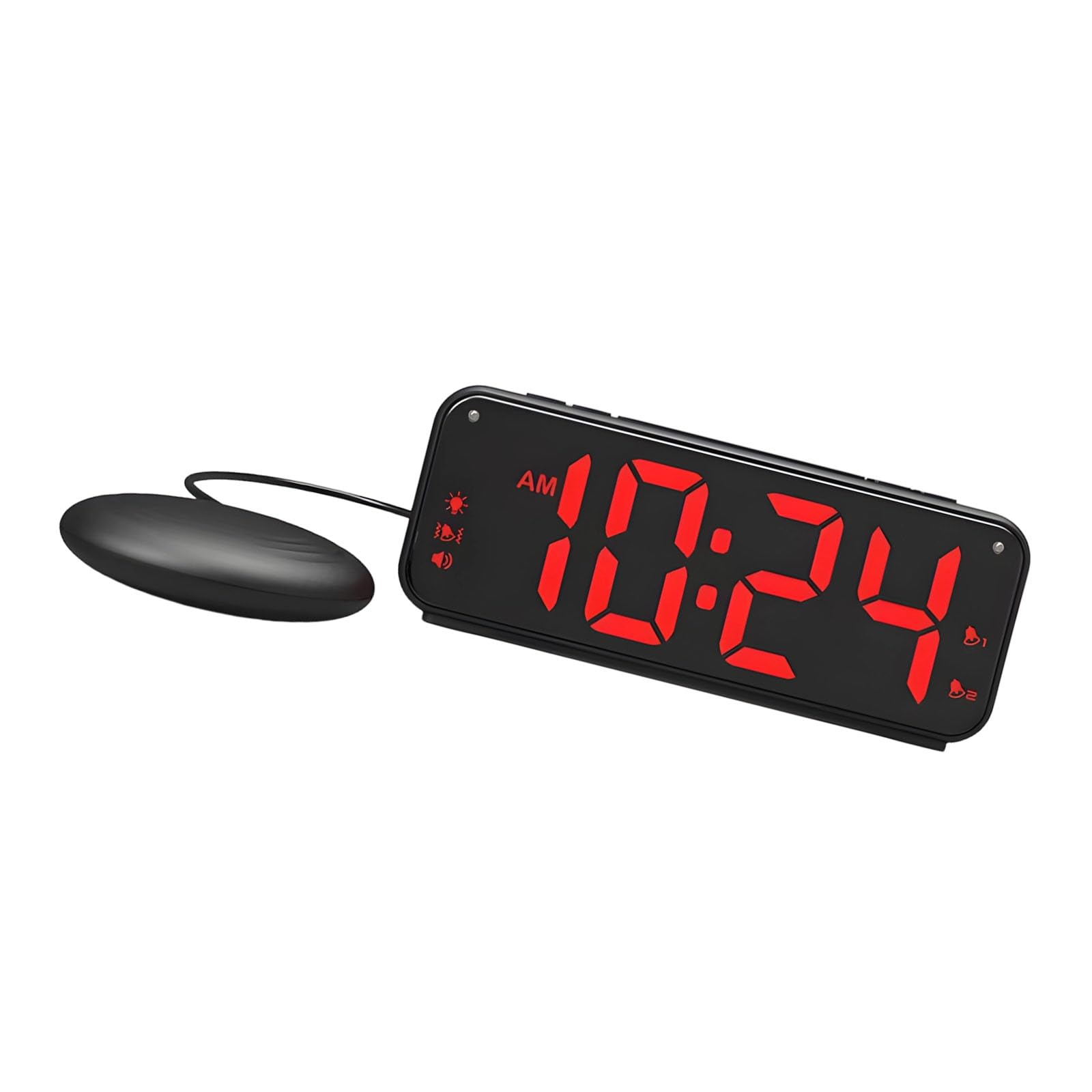 Msioytog Loud Alarm Clock with Bed Shaker, Vibrating Alarm Clock Heavy Sleepers, 4Dimmers, 2 Alarms and Snooze for Bedrooms Digital