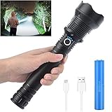 Rechargeable Led Flashlight High Lumens , 90000 High Lumens Tactical Flashlights, P70.2 LED Super Bright Flashlight with 26650 Batteries& USB, Zoomable, 3 Modes, Waterproof Flashlight for Emergencies