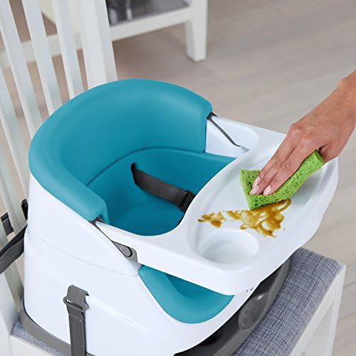 Ingenuity Baby Base 2-in-1 Seat Peacock Blue, Booster Chair, Dining and Feeding Seat, Easy to Clean with Removable and Self-Storing Tray, Ages 6 Months+