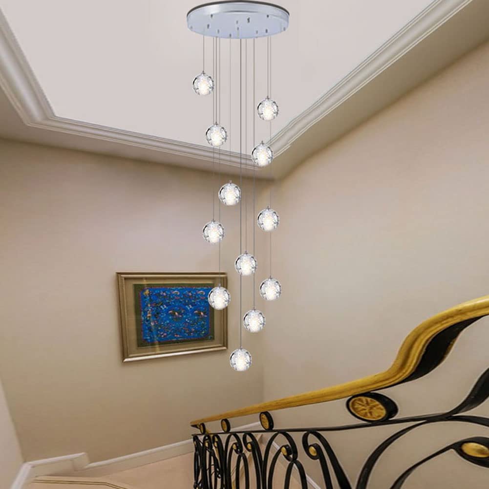 Lustre Boule de Cristal pour Plafond Haut Luminaire Suspendu G4