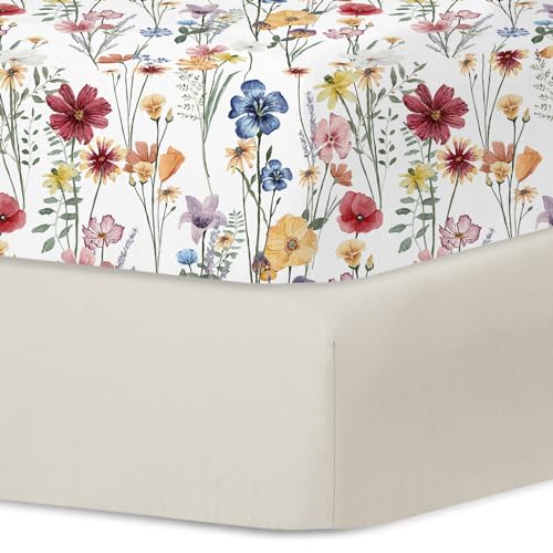 Little Grape Land Pack and Play Sheets Mini Crib Sheets Soft Breathable Pack N Play Sheets, Playard Fitted Sheet 2 Pack Stretchy Fits 38