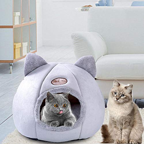 Nido Cueva para Perros Gatos con Cojín Extraíble y Lavable, Cama...