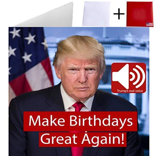 Happy Birthday Talking Trump Card - REAL Voice - Beautiful design - Wishes You A Happy Birthday - For Trump Lovers - Greeting From President Of The United States - 2 Envelopes Included HomeTeam USA