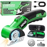 Cardboard Cutter, Rechargeable Cordless Electric Scissors, Upgrade 4V Electric Box Cutter with 2 Blades, Safety Lock & LED Light, Powerful Cutting for Cardboard Box, Plastic, Leather, Fabric
