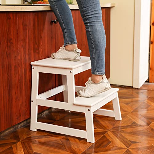 image for Wiifo Kids Kitchen Step Stool for Kids with Safety Rail,Solid Wood Con