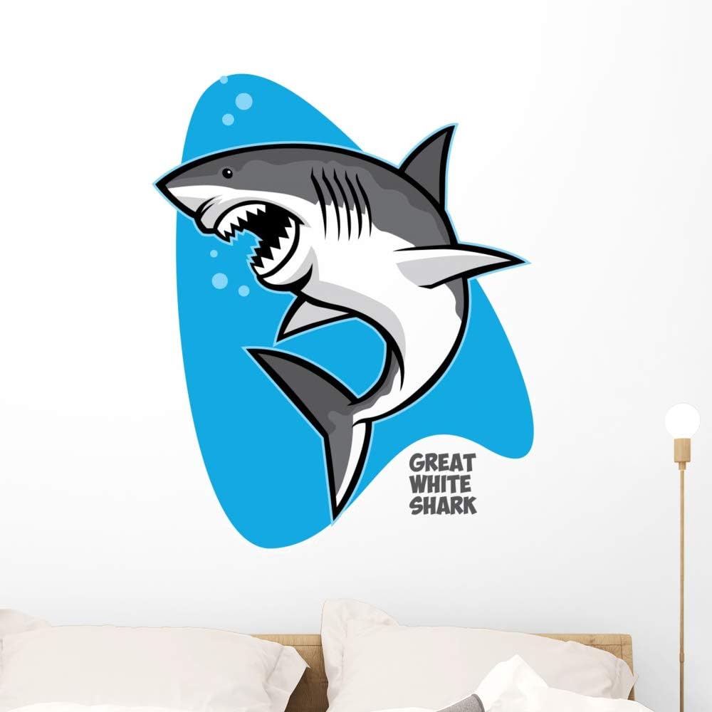 Wallmonkeys Great White Shark Wall Decal Peel and Stick Animal Graphics (36 in H x 29 in W) WM224461