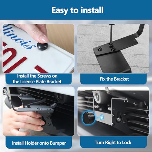2025 2026 Tesla Model Y Juniper Front License Plate Mount Holder Frame No Drill, No Adhesive Anti-Theft Lockable Bracket OEM Fit Anodized Aluminum No Block Bumper Camera Visibility Accessories — view 5