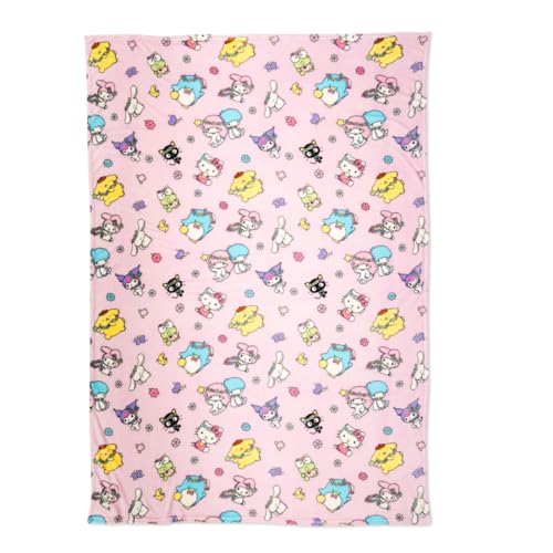 Collectibles Hello Kitty & Friends Flower Child Bedding Super Soft Cozy Blanket, 62 in x 90 in, (Officially Licensed Product) by Franco