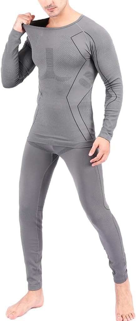 LANGWEI Mens Thermal Underwear Set Quick Drying Long Sleeve Tops Long Johns Thermal Base Layer Bottom