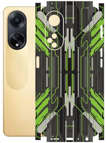 Image of AtOdds - Full Body Back Screen Guard Protector Film - Lamination Wrap Skin Sticker Compatible with Oppo F23 (5G) | Scratchproof Matte Finish (Cyber Green)