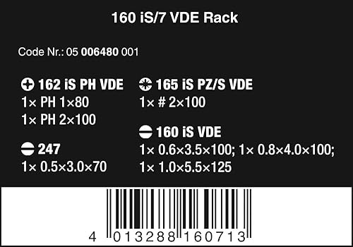 Miniatura 2 de Wera 05006480001 Kraftform Plus Serie 100 Rack 160is Juego de destornilladores (7 piezas)