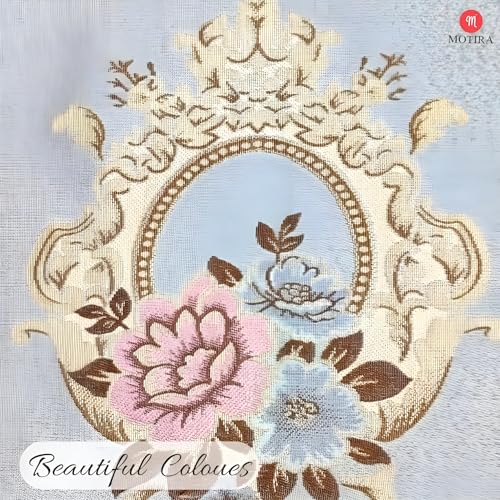 Image of Fridge Top Cover by Motira - Double Door & French Door Protector, Floral Embroidery with 6 Pockets 65 x 170 CM (Grey).