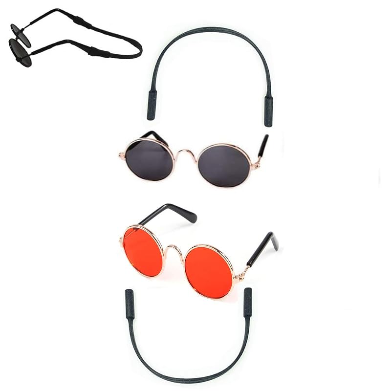 Óculos de Sol para Gatos e Cães Pequenos ARTSHU com Cordão Antideslizante, Cores Sortidas, Pacote com 2