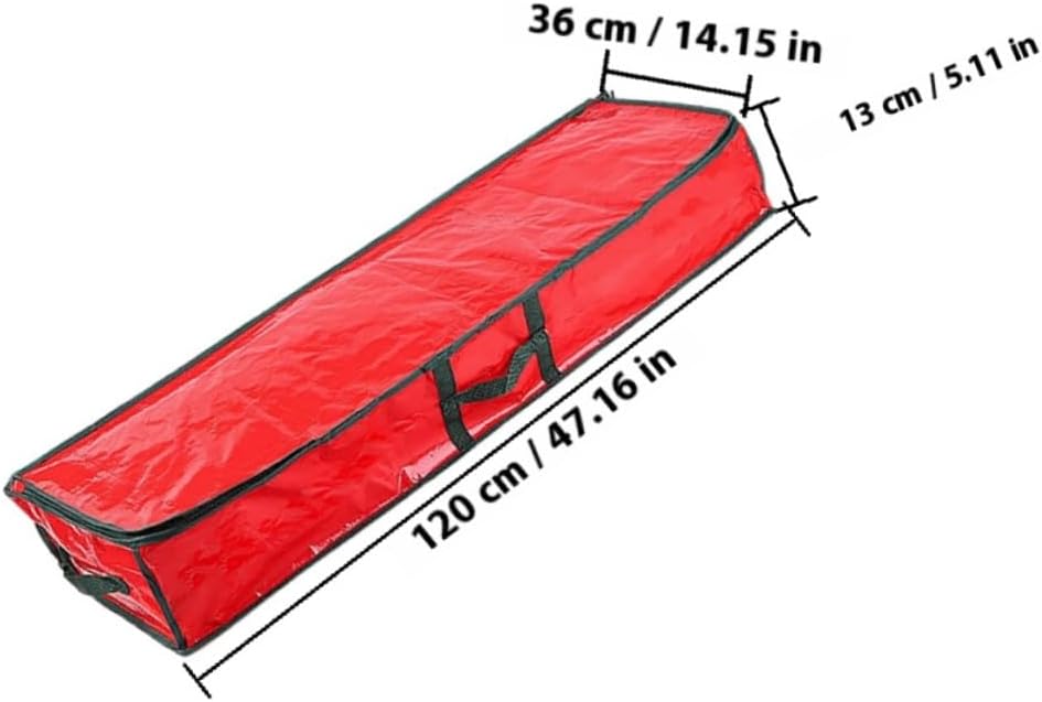 SEWACC Large Christmas Tree Storage Bag with Handle Waterproof Red Xmas Tree Carrying Pouch 120x36x13cm Zippered Holiday Storage Organizer and Home Use