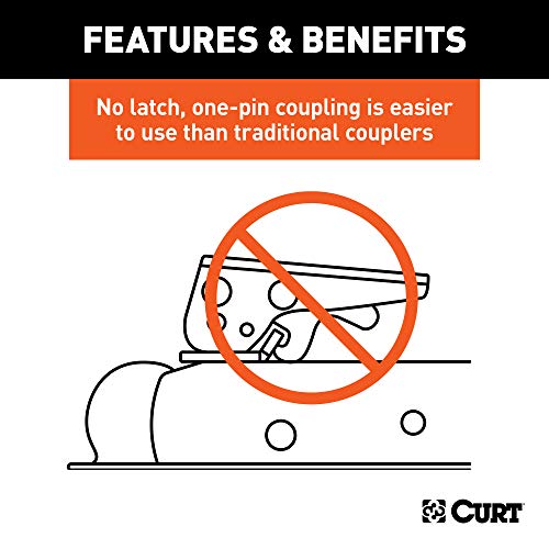 Curt 25470 Quickpin No-Latch Trailer Coupler For 2-Inch Hitch Ball, 2-In Channel, 3,500 Lbs #TOP3