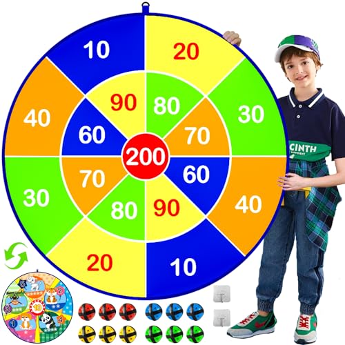 Jesitai 25.5 inches Jeux Exterieur Enfant,Jeu de fléchettes Double Face,Jeux intérieurs et extérieurs et fêtes d'anniversaire pour garçons et Filles âgés de 3 4 5 6 7 8 9 10 11 12(65cm)