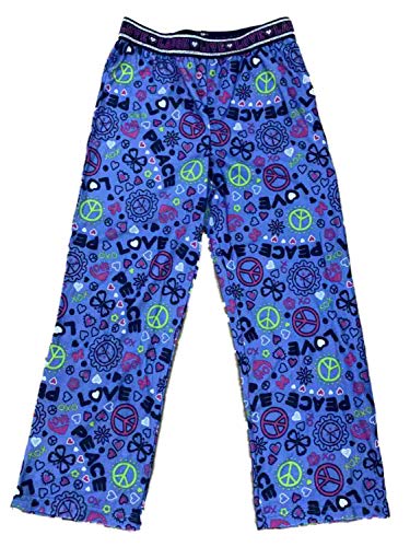 Jellifish Kids Girls Blue Peace & Love Soft Sleep Pants Pajama Bottom Butterflies & Hearts