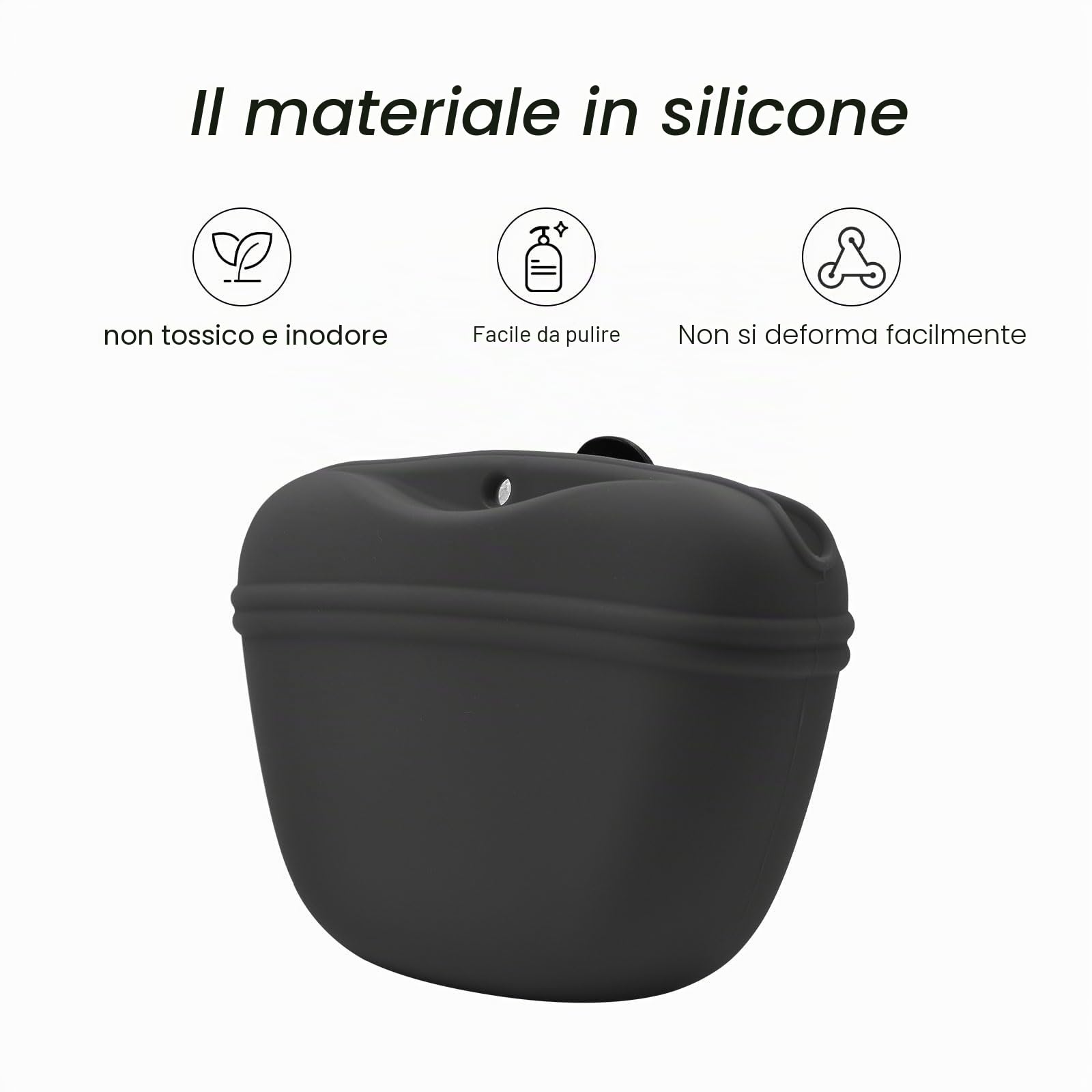 AUDWUD Custodia in Silicone per crocchette per Cani,Contenitore Portatile per l'addestramento Comoda Chiusura con Fibbia Magnetica e Clip in Vita,Senza BPA
