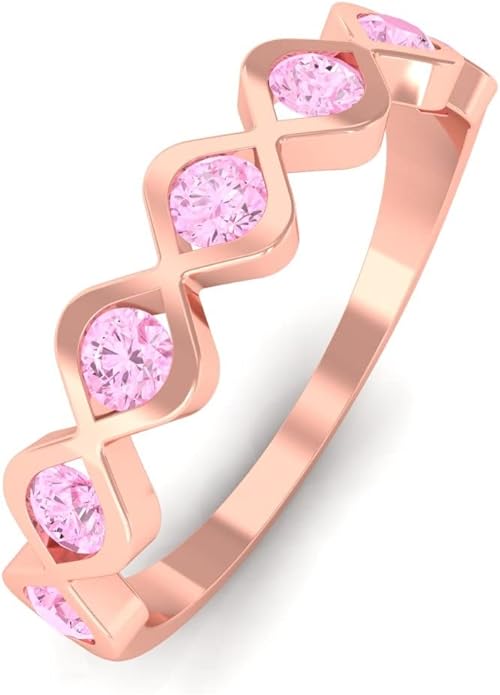 Amazon 0 50 Ctピンクサファイア半分永遠のリング エレガントなピンクサファイアハーフエターン リングの女性のためのゴールド インフィニティゴールドピンクサファイアリング 14k ローズゴールド サイズ 11 00 リング 通販