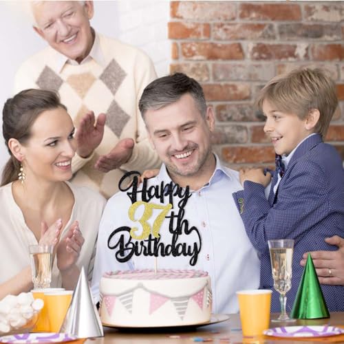Image of 37th Happy Birthday Cake Topper - Happy Birthday Decoration for 37th Birthday Party - Gift Plugin (37)