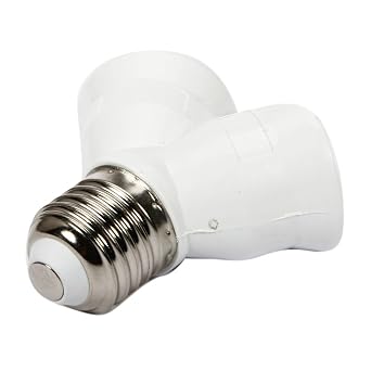 E26/E27 Socket Splitter Use for E26/E27 Standard Base Bulbs Medium Socket 2 in 1