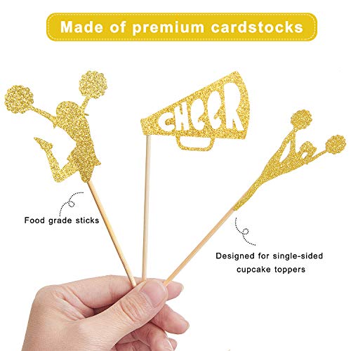 36 Pieces Cheerleader Cupcake Toppers Glitter Cheerleading Gymnastics Cupcake Picks Cheer Team Cake Decorations Gymnast Girl Toothpicks Cake Decor For Girls Birthday Party Favors Supplies #TOP3