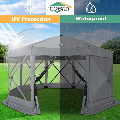 COBIZI 15x15 FT Pop Up Gazebo - Canopy Tent, Large Gazebos On Clearance with Sidewalls, Screened in Gazebo,carpas para Patio,Portable Screen Tents for 12-15 Persons Outdoor Camping, Backyard, Gray - Thumbnail 5