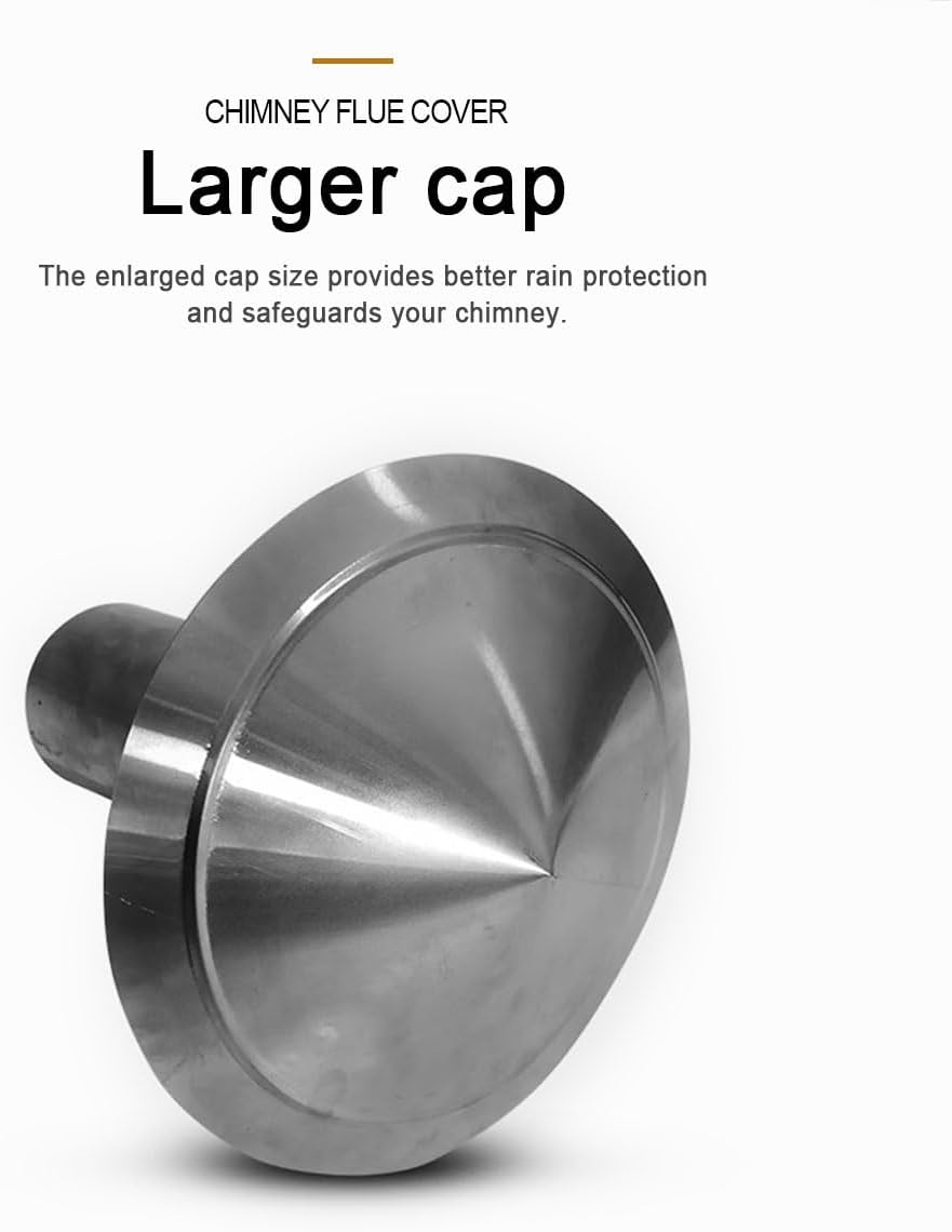 2" 3.9" 5.9" 9.8" 11.8" Chimney Cap with Adjustable Metal Strips, Easy Assembly Fireplace Rain Caps, Wood Stove Pipe Rain Cap for Villa Houses Factory Attic Farm, Silver(8.3")