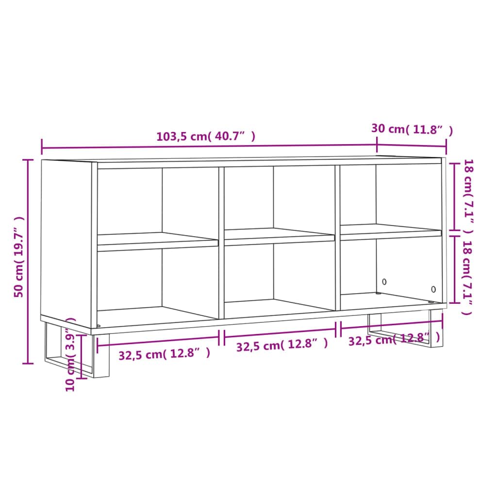 vidaXL Mueble de TV Madera de ingeniería Roble Sonoma 103,5x30x50 cm, Soporte de TV, Banco de TV, Muebles para Equipos de música, aparador de TV
