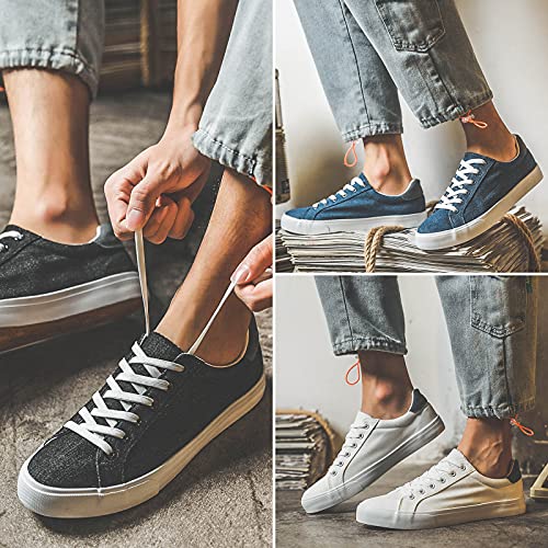 FRACORA Mens White Tennis Shoes Canvas Sneakers for Men(White, US8) by FRACORA - Used condition - Image 2
