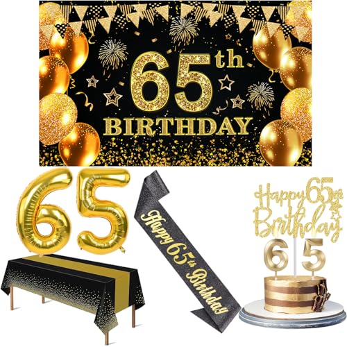 Bannière de 65e anniversaire et kit de ballons pour célébrer vos proches avec éclat